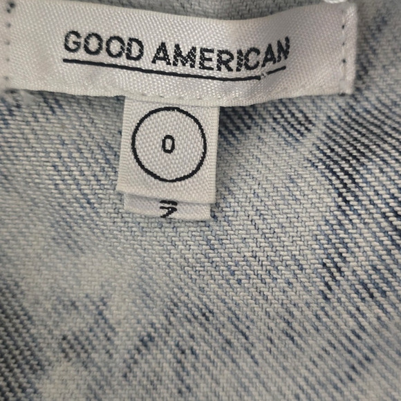 Good American Cropped Blue Tie Dye Denim Jeans Women's Jacket 0 - Picture 5 of 6